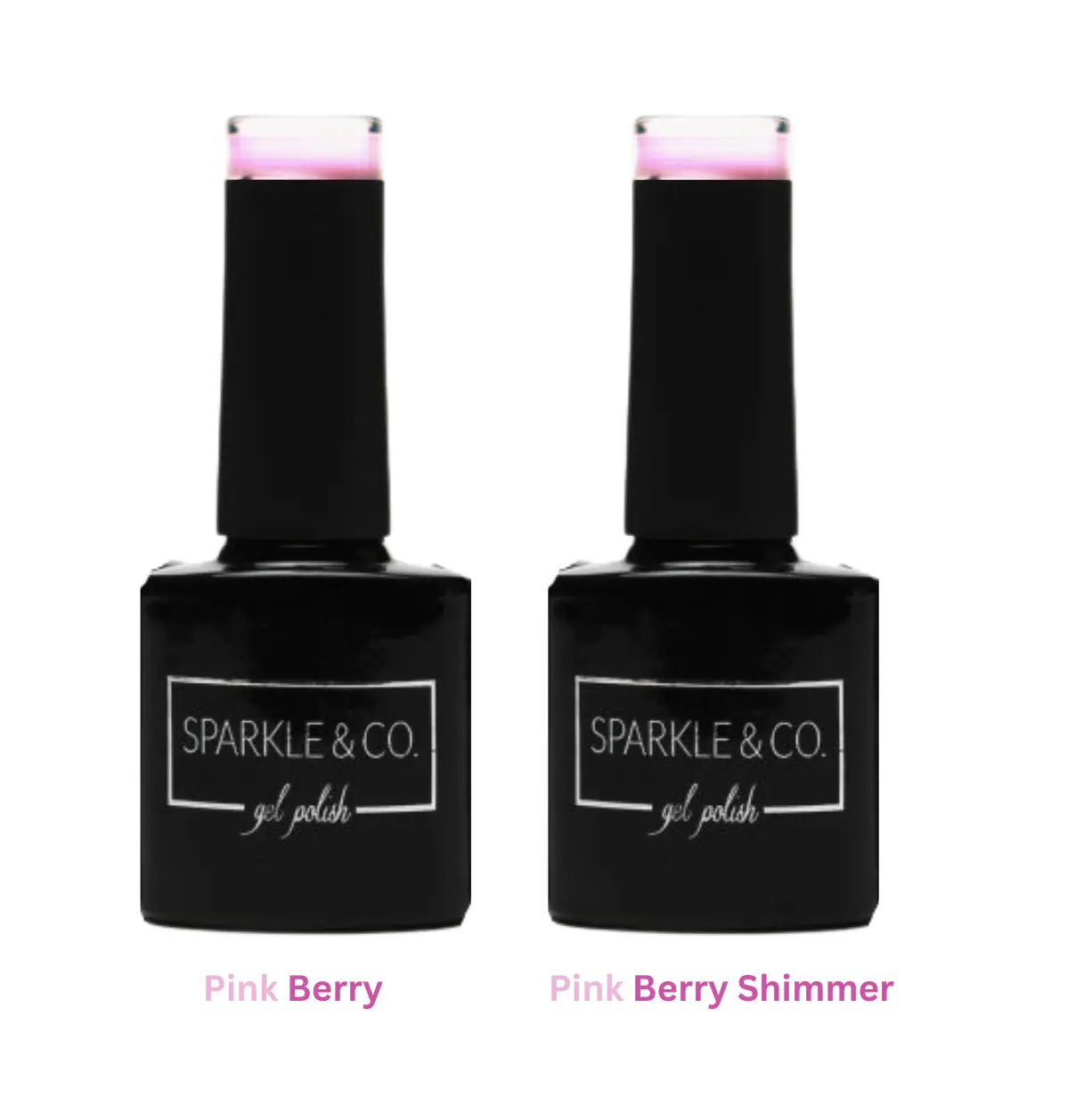 Sparkle & Co. Temperature Change Light Pink To Berry Gel Polishes Pink Berry and Pink Berry Shimmer For Nails