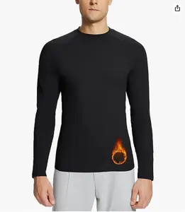 baleaf Men's Fleece Thermal Long Sleeve Shirt Cold Weather Workout Tops Moisture Wicking Running Shirt