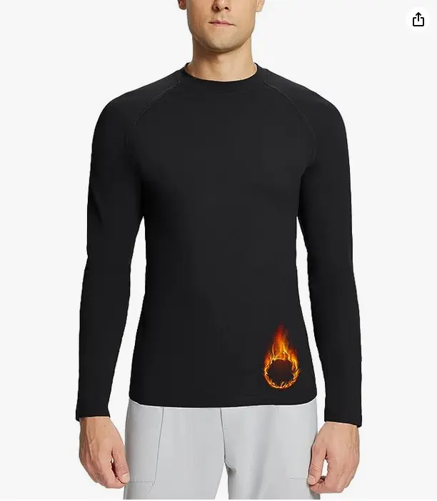 baleaf Men's Fleece Thermal Long Sleeve Shirt Cold Weather Workout Tops Moisture Wicking Running Shirt