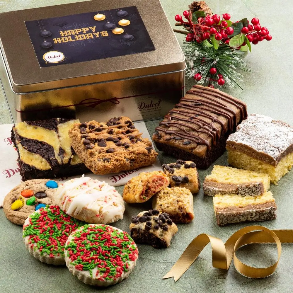 Deluxe Holiday Grand Treats in a Tin - Perfect for Snacking and Gift Giving