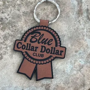Blue collar Dollar leather Keychain