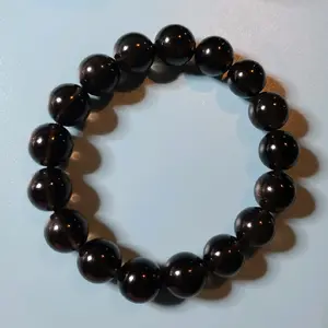 Smokey Quartz Crystal Bead Bracelet 10mm Length 7"