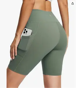 baleaf Women's 8" High Waist Biker Shorts Yoga Running Volleyball Workout Gym with Pockets for Summer