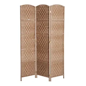 HOMCOM 6' Tall Wicker Weave 3 Panel Room Divider Privacy Screen