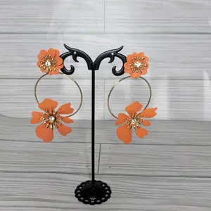 Orange Flower Earrings