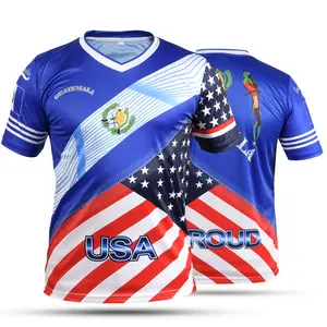Fox & Fury Guatemala and USA Flag Mix Design Soccer Jersey for Men/Women/Unisex shirtslatinas