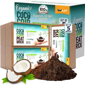 Compressed Coco Coir 5-Pack – 1.4 lb Bricks, Organic, pH-Adjusted, Expanding Garden Soil for Herbs, Flowers & Plants premium potting fertilizer cocopeat peat ph balance Coconut Fiber Substrate