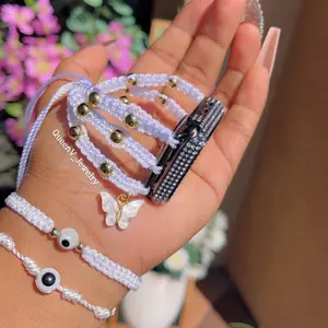 White Mariposa Watch Band. Thread bracelets