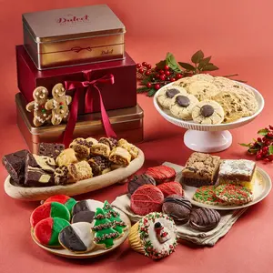 Deluxe Holiday Treats Gift Tower - Dulcet Gift Basket with Red Velvet Whoopie Pies and Hand Frosted Cookies