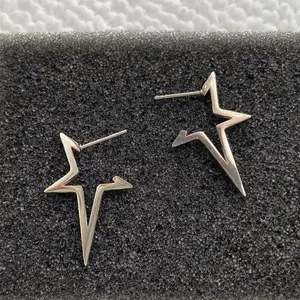 Pentagram Star Stud Earrings for Men Women