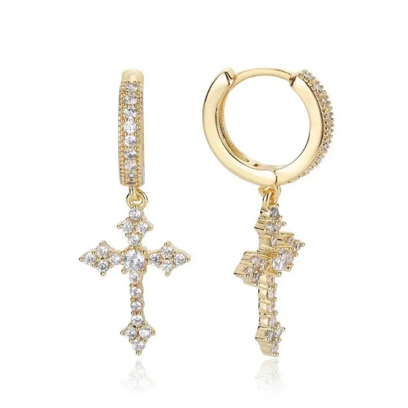 Cross Dangle Drop Earrings for Men Women