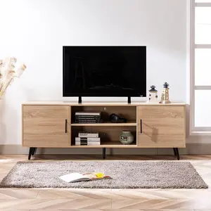 Mid Century Modern TV Stand for 80 Inch TV, 70 Inch TV Stand with Storage, Entertainment Center for Living Room Bedroom, TV Media Console