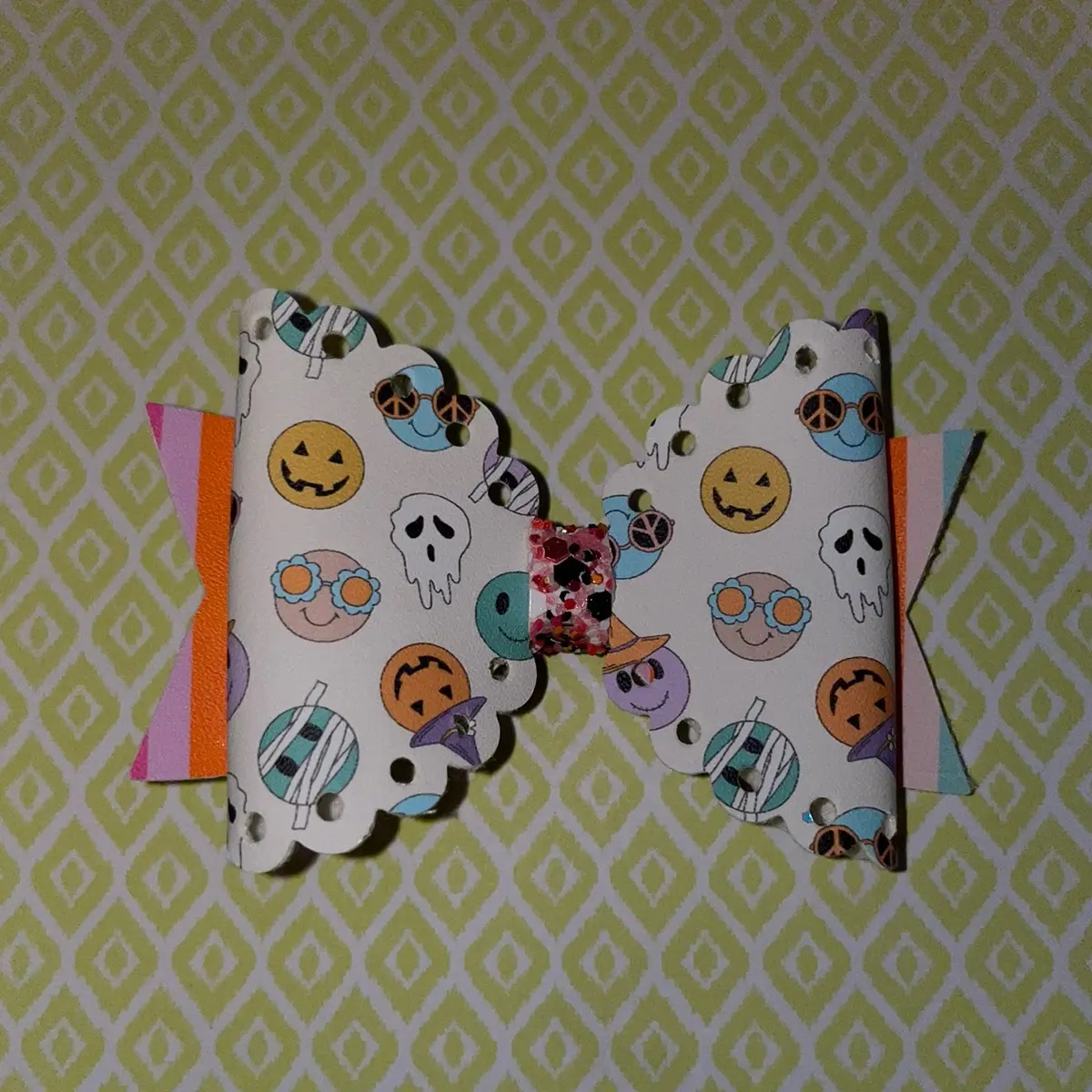 Smiley face Halloween bow