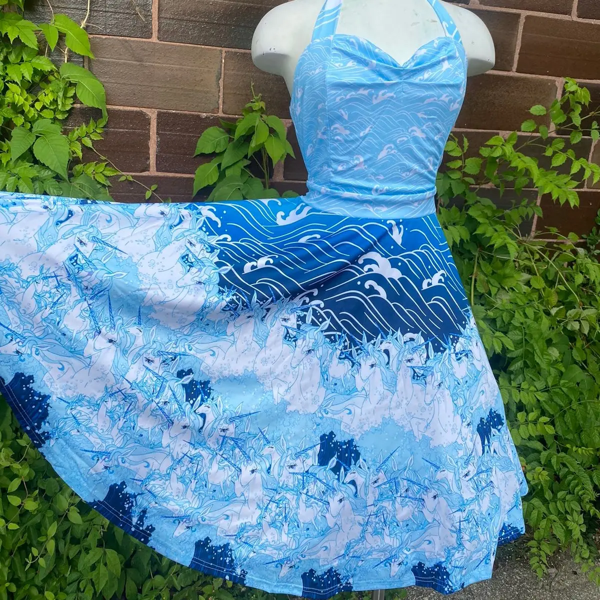 The Last Unicorn Unicorns in the Sea Halter Party Swing 50's Dress