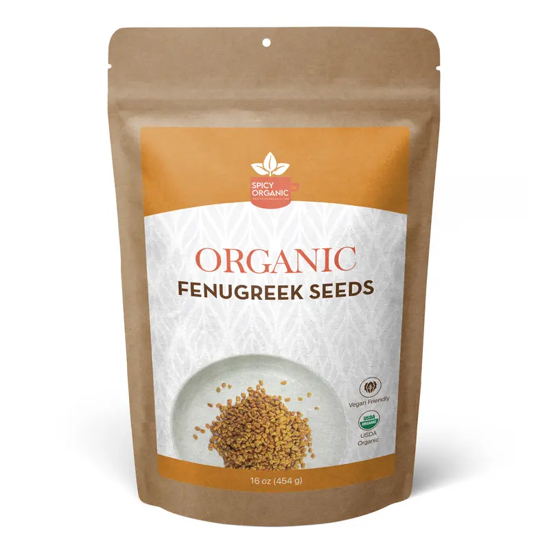 SPICY ORGANIC Fenugreek Seeds- USDA Certified Organic- Culinary Spice & Herbal Remedy -Enhance Flavors, Aid Digestion -Perfect for Hair and Cooking - 16 oz. Natural