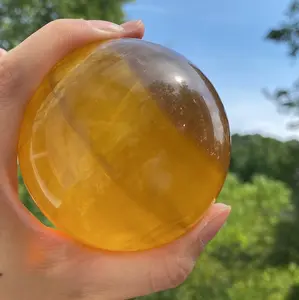 RARE!! STARRY Yellow Purple Fluorite Crystal Sphere 3+"Diameters, Healing Crystals, Geology, Home Decor