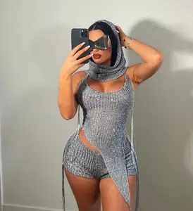 Silver 3pc Short Set