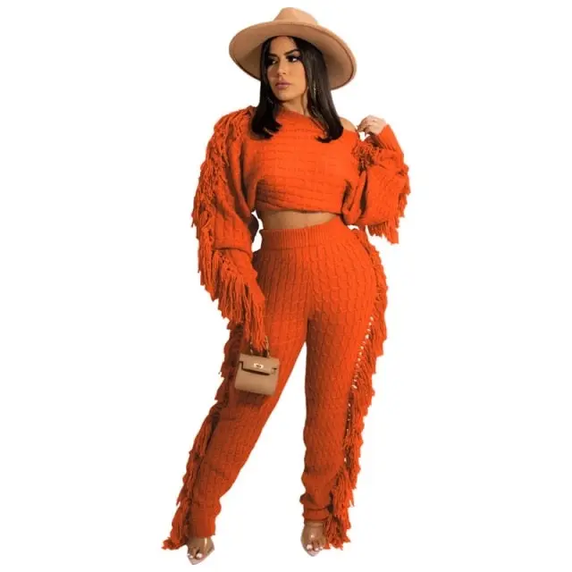 Adogirl Side Tassel Pants Set