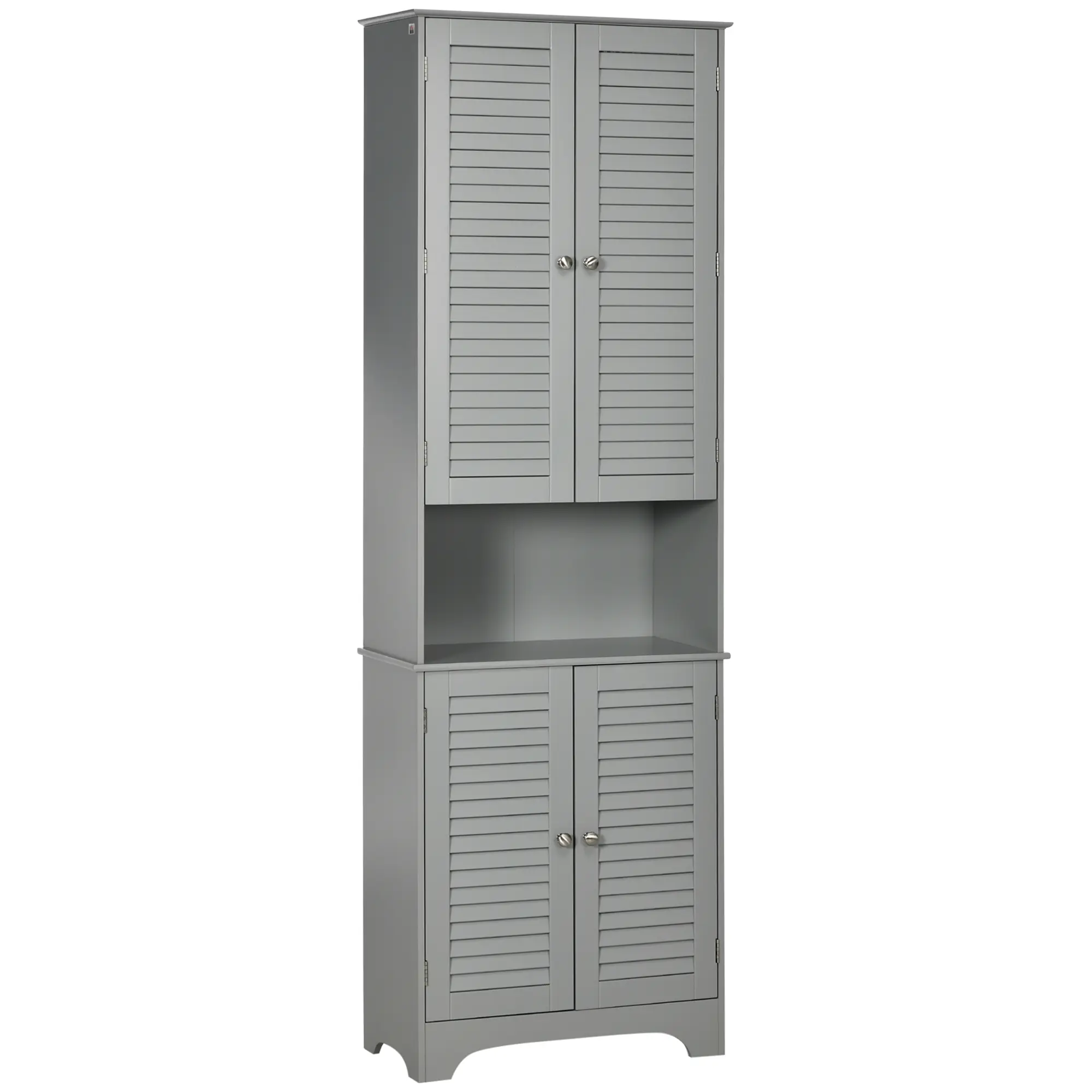 HOMCOM Tall Narrow Bathroom Storage Cabinet with Doors and Shelf Adjustability, Freestanding Bathroom Linen Cabinet with 2 Cupboards and Countertop, Bathroom Floor Cabinet