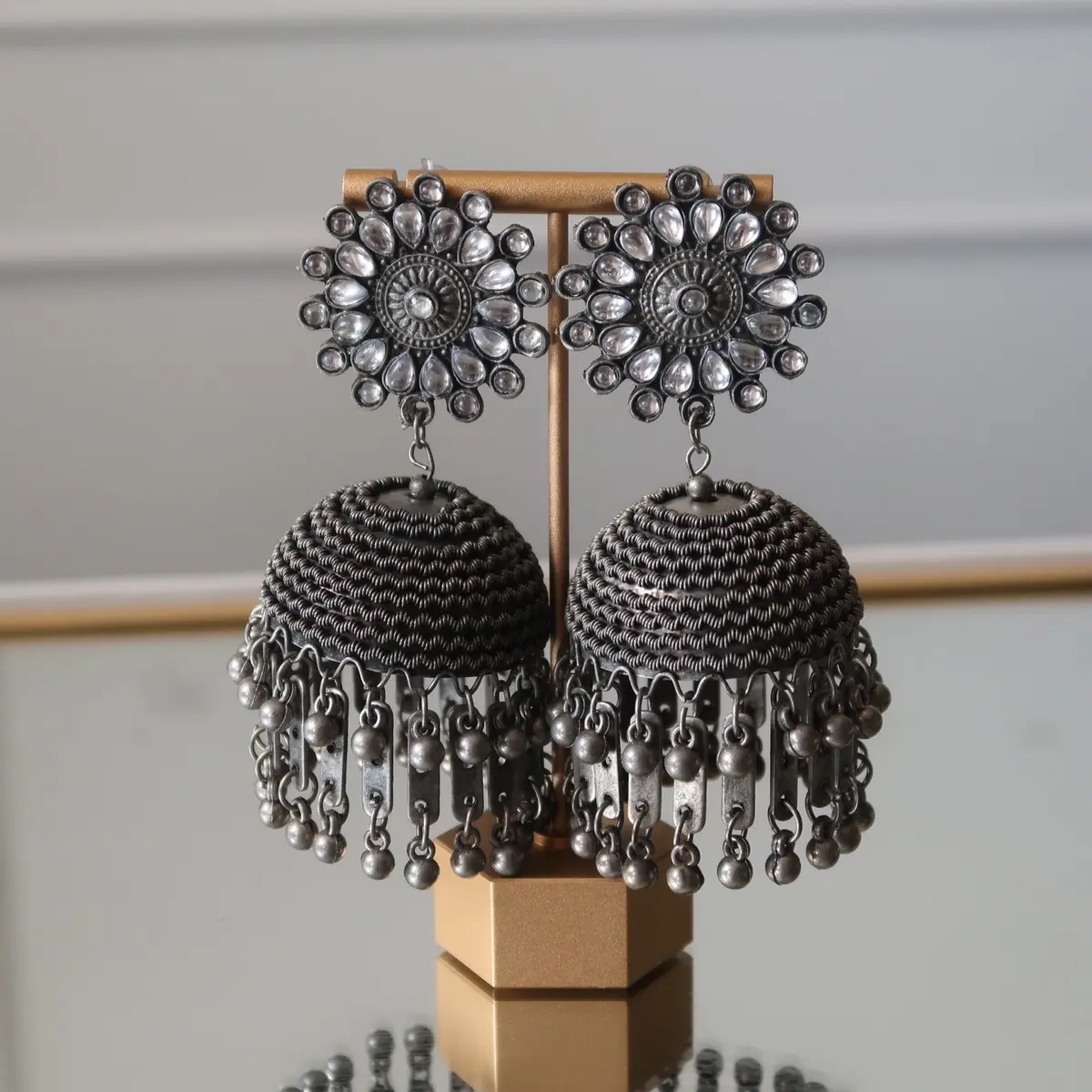 Oversized Black polish big jhumka Oversized Black polish big jhumka