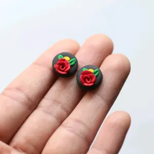 Fashion Accessories - Costume Jewelry - Mexican Rose Stud Earrings