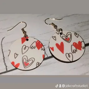 Heart Sublimation Earrings Casual