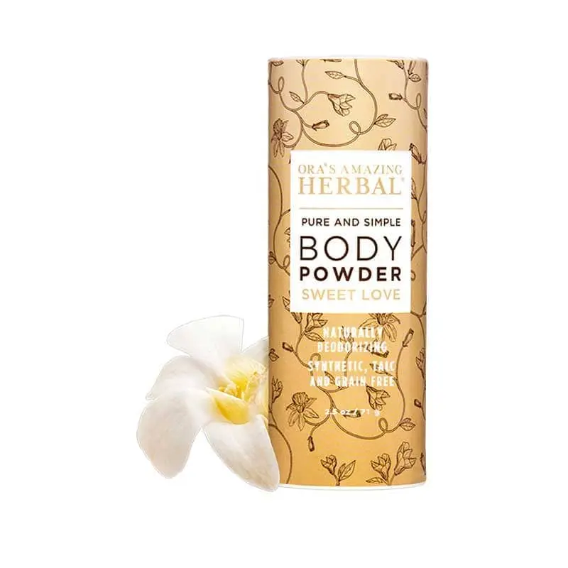 Talc Free Body Powder, Sweet Love, Lightly Scented with Essential Oils of Vanilla Frankincense Ylang Ylang Amber