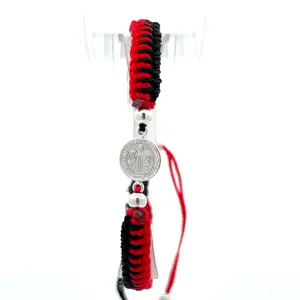 St Benedict Black Red Rope Bracelet