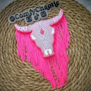 Hot pink bull skull car freshie