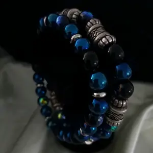 Set Of 2 Black&Blue Mens Bracelets