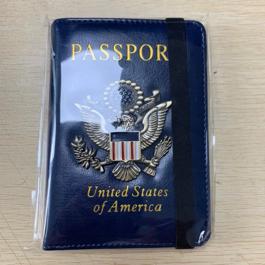 Blue Slim Leather Travel Passport Wallet Holder RFID Blocking ID Card Cover US Canvas