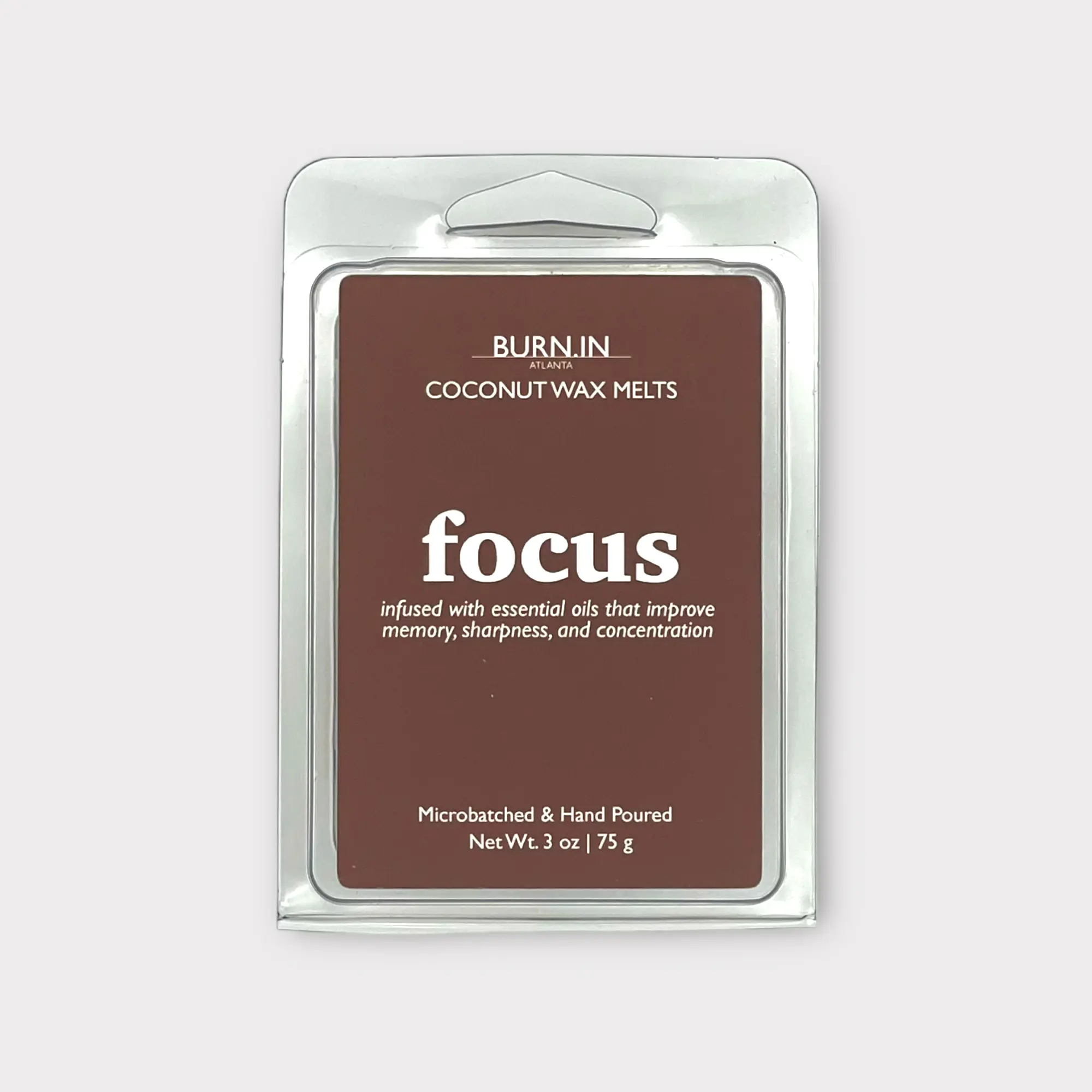 Burn.in Candle Co. Focus Wax Melts - 3 oz. Coconut Wax - Hand poured & Microbatched - For Burnout Relief - Gift