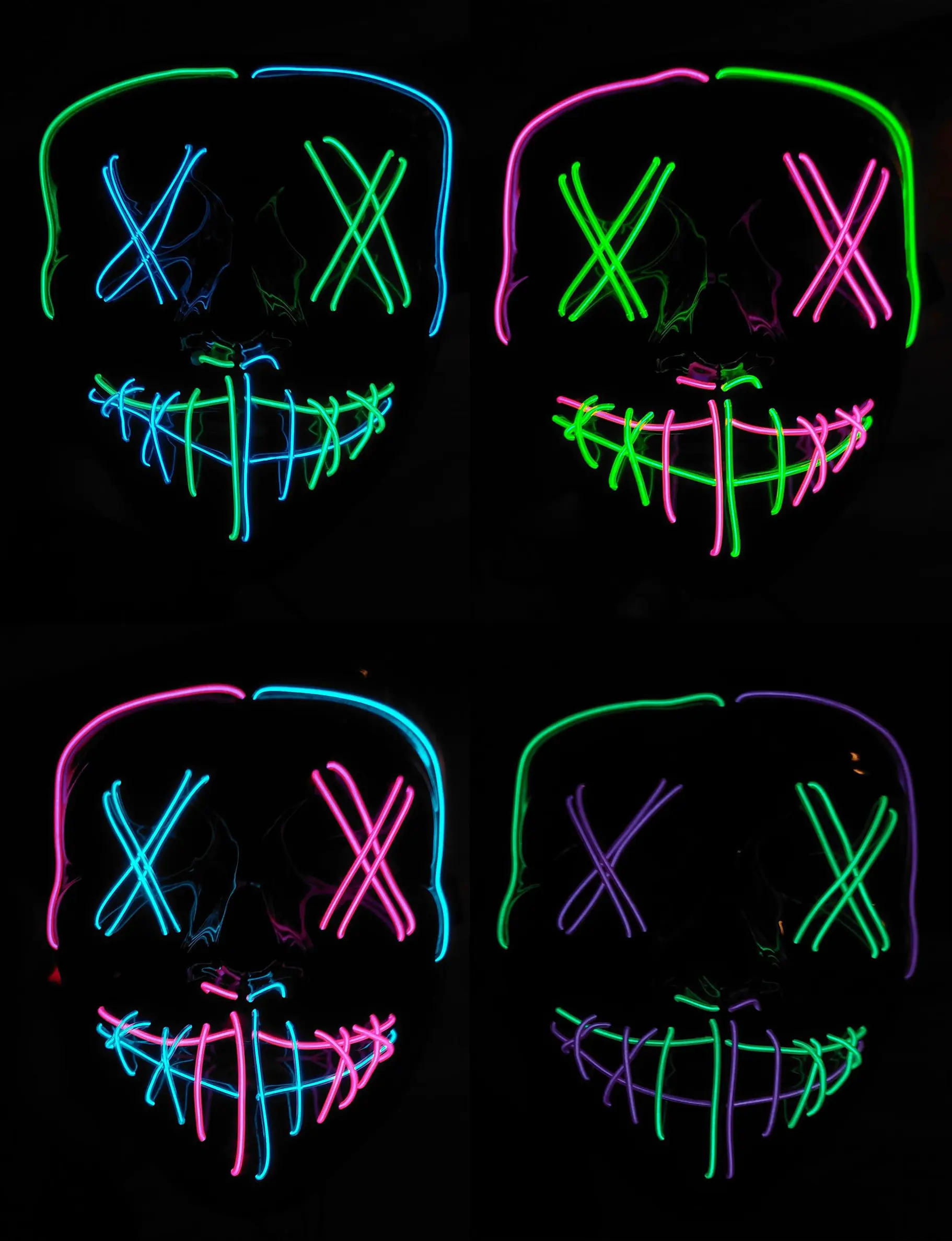 Purge Mask LED Halloween Mask Purge EL Wire 2 COLOR Glow Light up Mask Purple Green