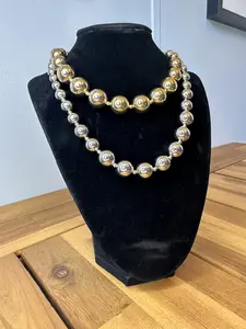 Gold Ball beaded necklace, Silver ball beaded necklace