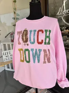Touch Down Faux Sequin Design Sweatshirt