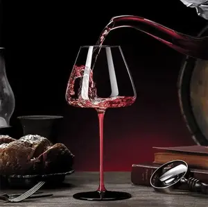 Red Bottom, Red and Black Minimalist Wine Glasses Drinkware Set