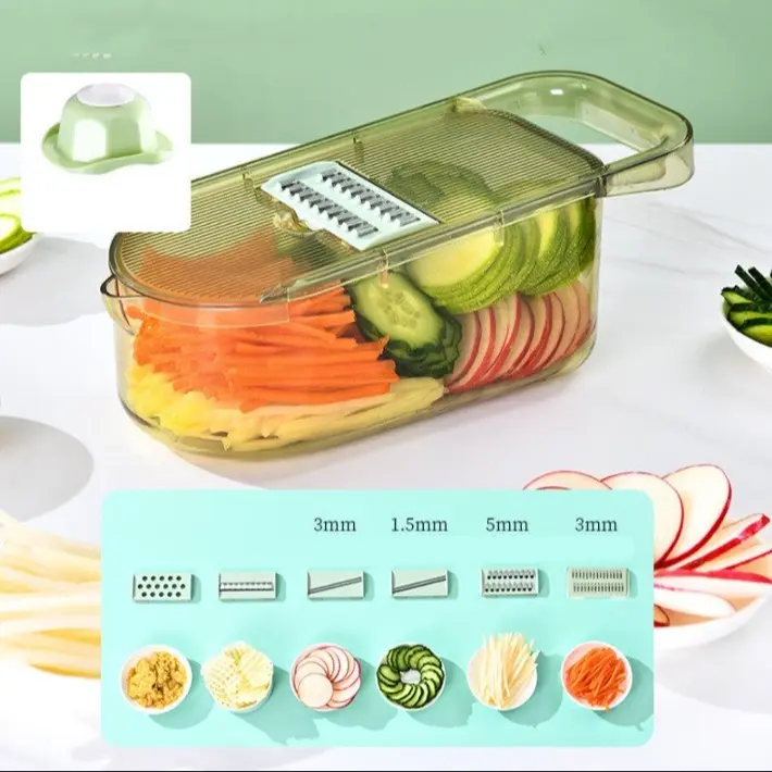 Multifunction transparent vegetable cutter steel blade potato slicer fruit shred dicing blades carrot cheese grater chopper kitchen gadgets