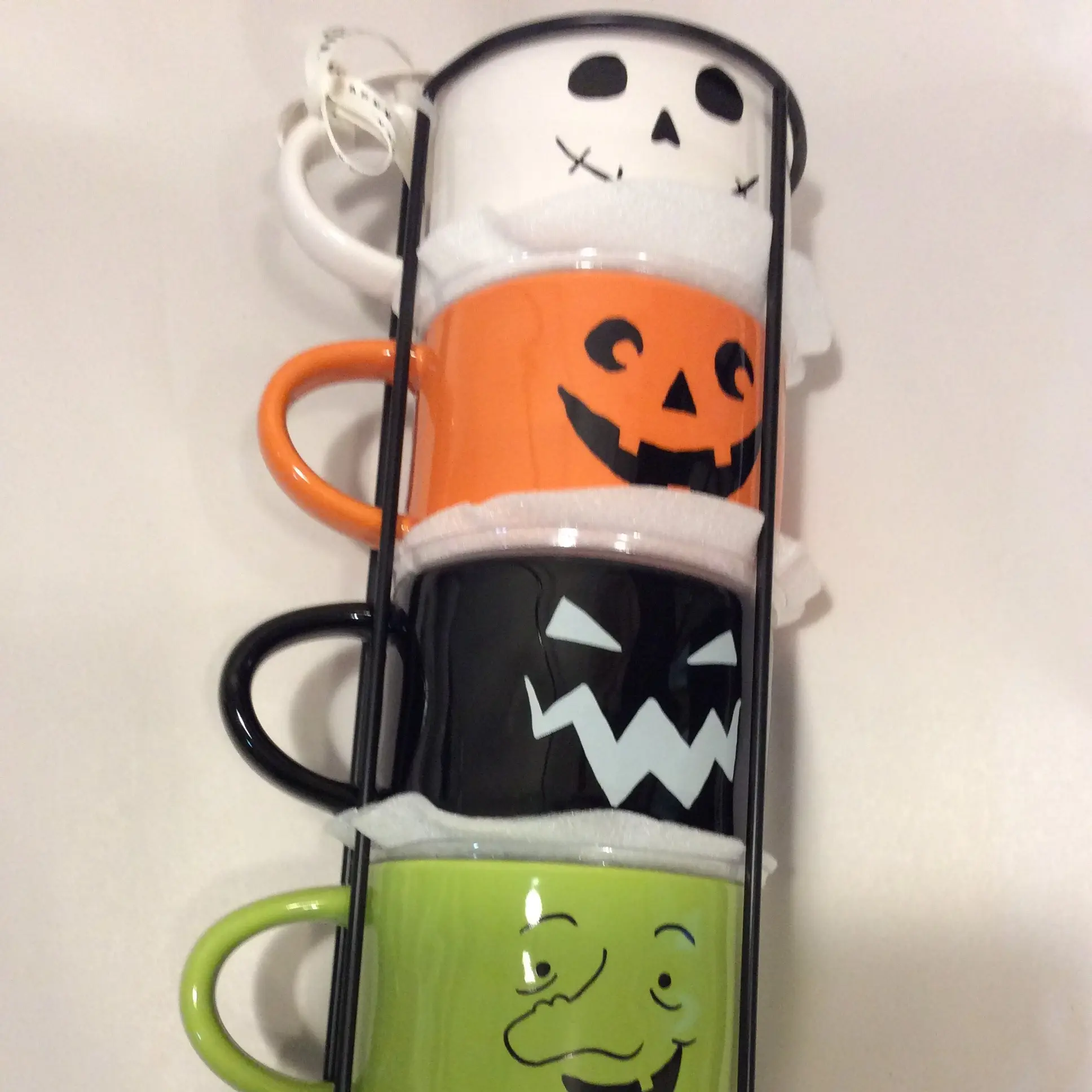 Rae Dunn Pumpkin Ghost Witch Halloween Mug Stacker Set of 4 NEW!