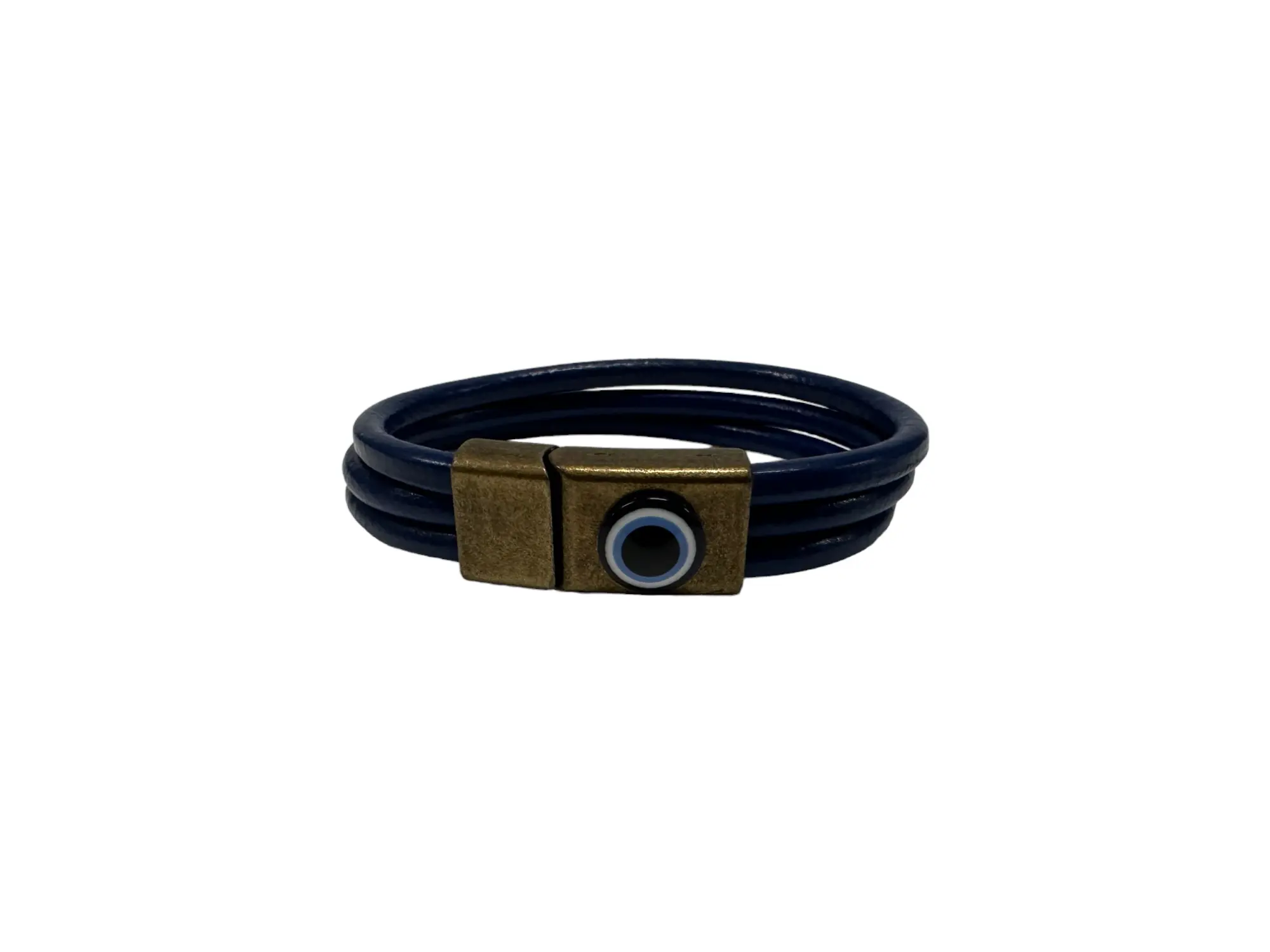 Leather Bracelet Evil Eye Blue