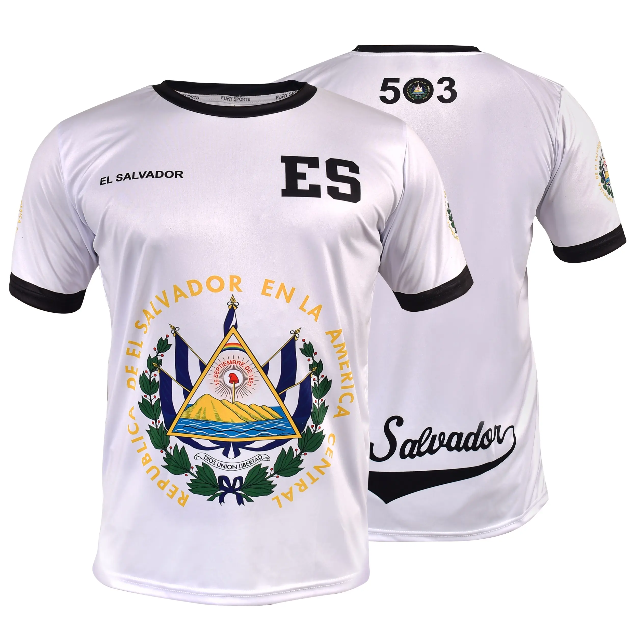 Fox & Fury El Salvador Soccer Jersey White El Salvador Shirt for All Salvadorans Men/Women/Unisex