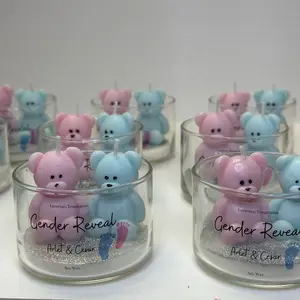 Gender Reveal Candle Favors + teddy bear theme + party favors