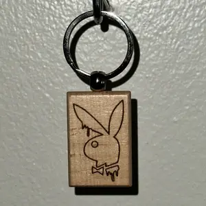 Playboy Bunny Drip Engraved Wooden Keychain