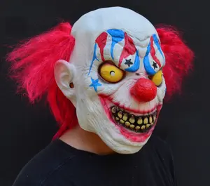 SINISTER CLOWN Halloween Clown Mask with hair Creepy Evil Scary