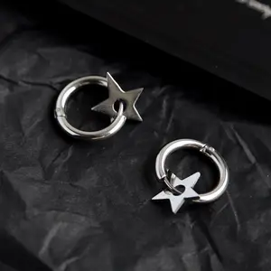 Star Hoop Earrings for Men Women