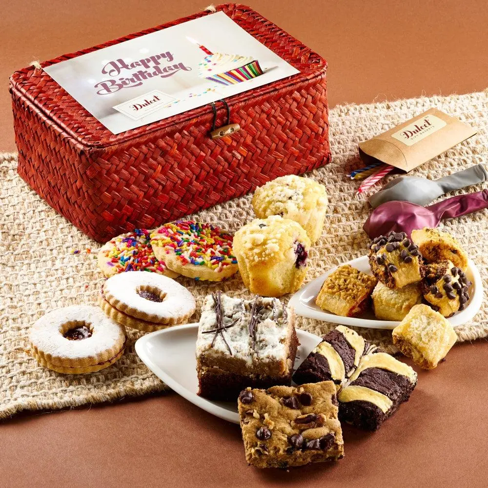 Happy Birthday Wicker Dulcet Gift Basket - Most Delightful Snack Collection