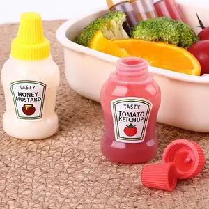Mini Sauce Bottles - 2 Piece Set of 25 ml Plastic Containers for Kids School Lunches Organiser Tin