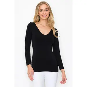 Womens Seamless Reversible V-Neck Long Sleeve Top - Yelete