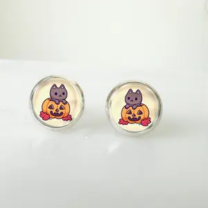Pumpkin Cat Stud Earrings