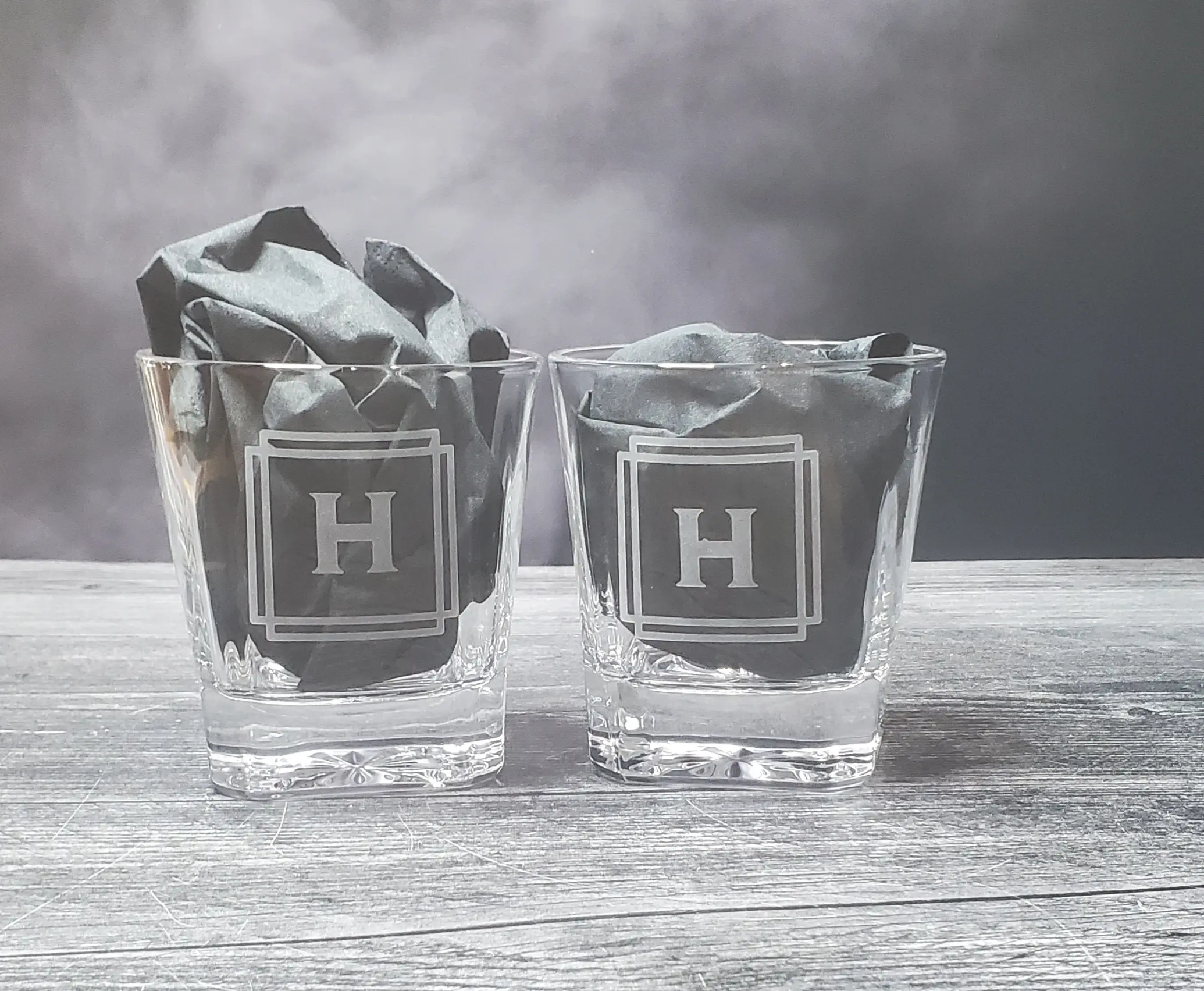 Custom Etched Whiskey Glasses