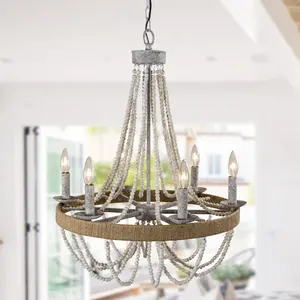 Parrot Uncle Chokio 6-Light Wood Bead Indoor Chandelier Lighting Parrot Uncle Chokio 6-Light Wood Bead Indoor Chandelier Lighting
